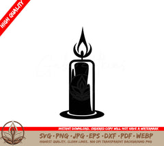 Winter Candle Digital Design File (SVG, PNG, JPG, AI, PDF, DXF, EPS, WebP)