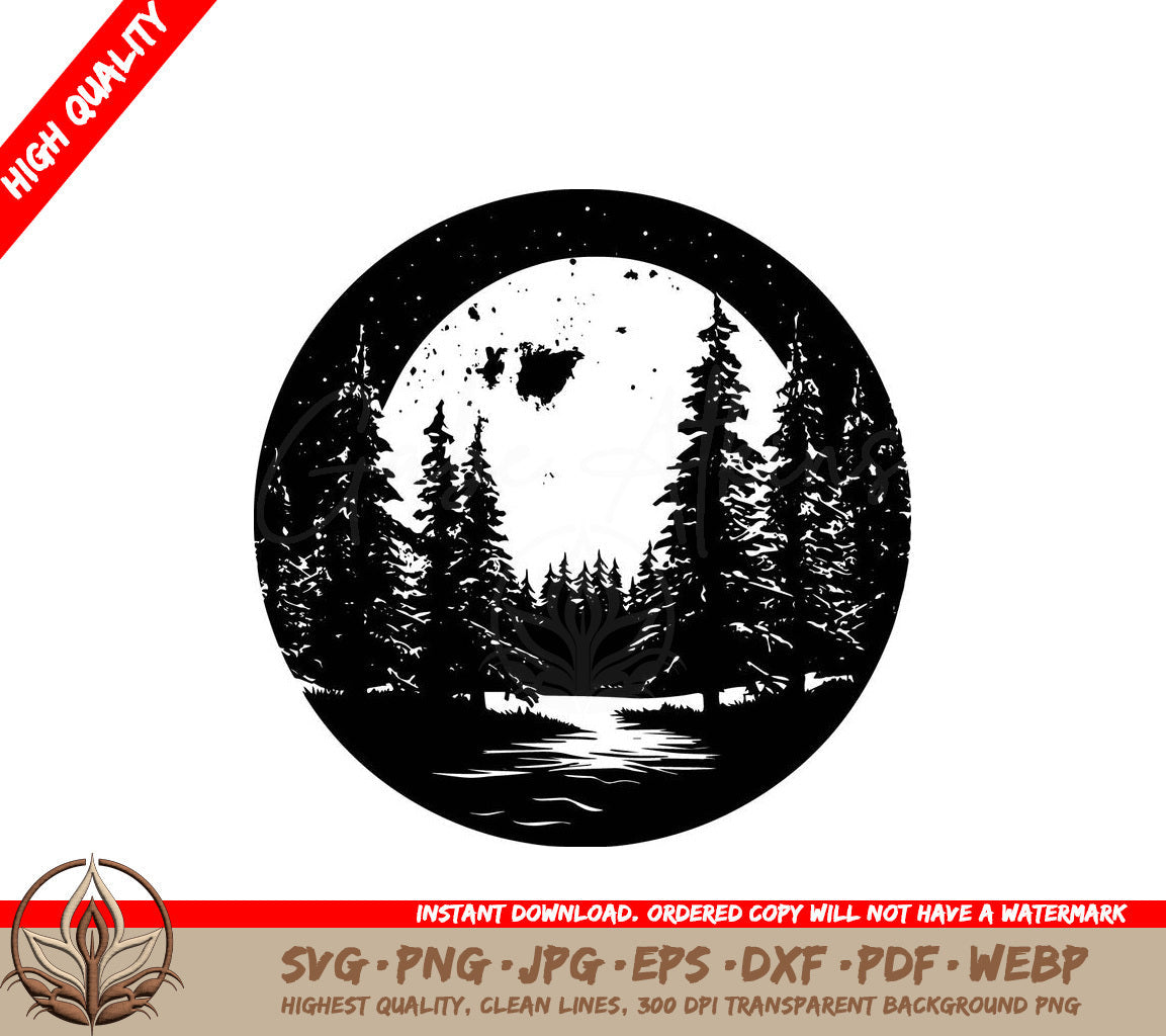 Winter Moonlit Forest - Digital Download in Multiple File Formats