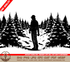 Winter Tree Farmer Digital Design Cut File in SVG, PNG, JPG, AI, PDF, DXF, EPS and WebP Formats