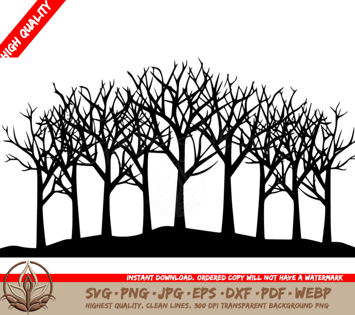 Winter Trees Digital Design File (SVG, PNG, JPG, AI, PDF, DXF, EPS, WebP)