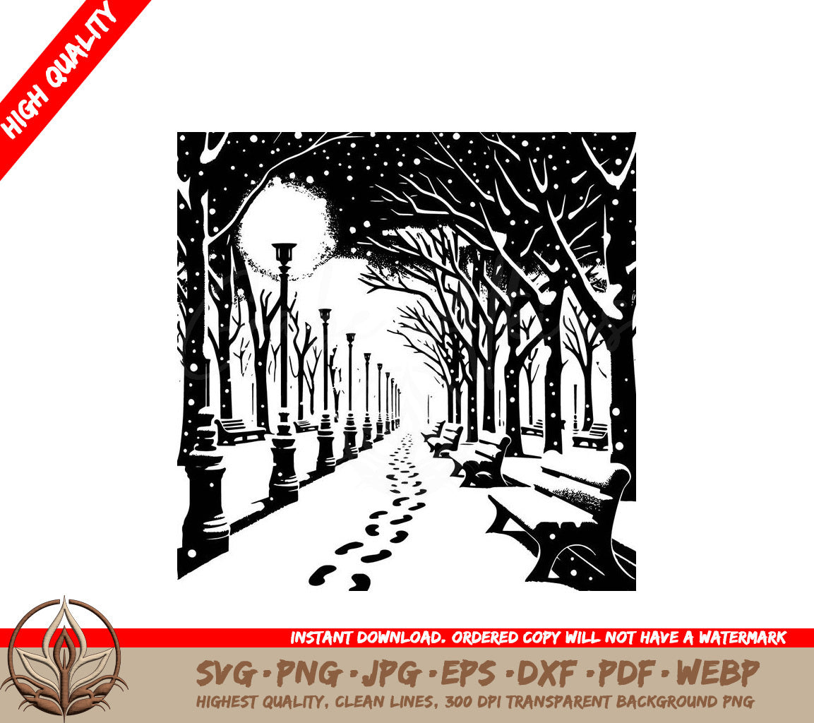 Winter Wonderland Park Digital Design Cut File in SVG, PNG, JPG, AI, PDF, DXF, EPS and WebP Formats