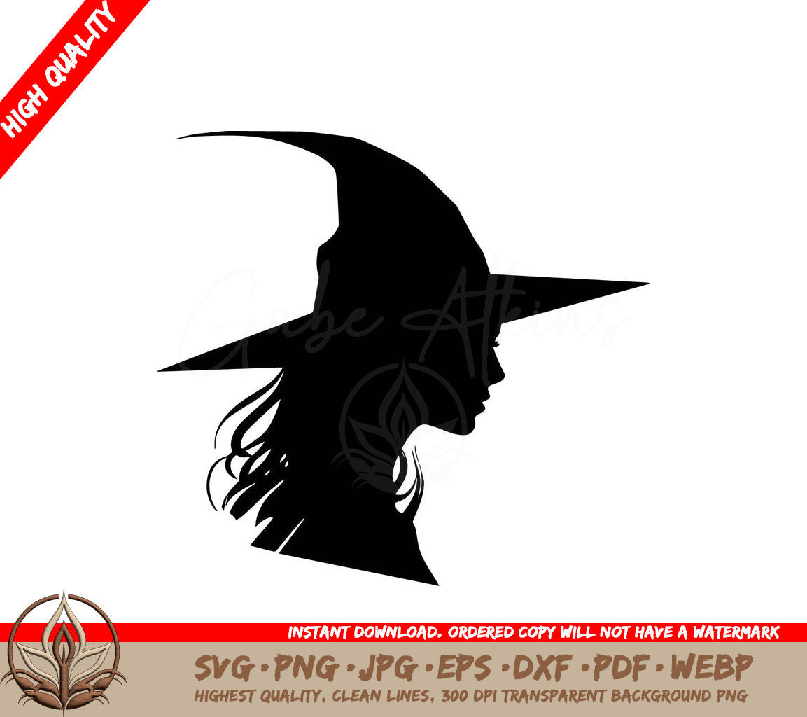 Witch Shadow Digital Design File (SVG, PNG, JPG, AI, PDF, DXF, EPS, WebP)