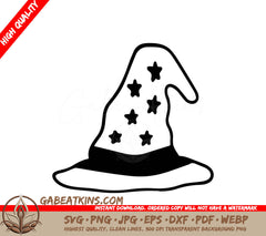 A Witch Hat With Stars On It SVG - Witch hat SVG SVG