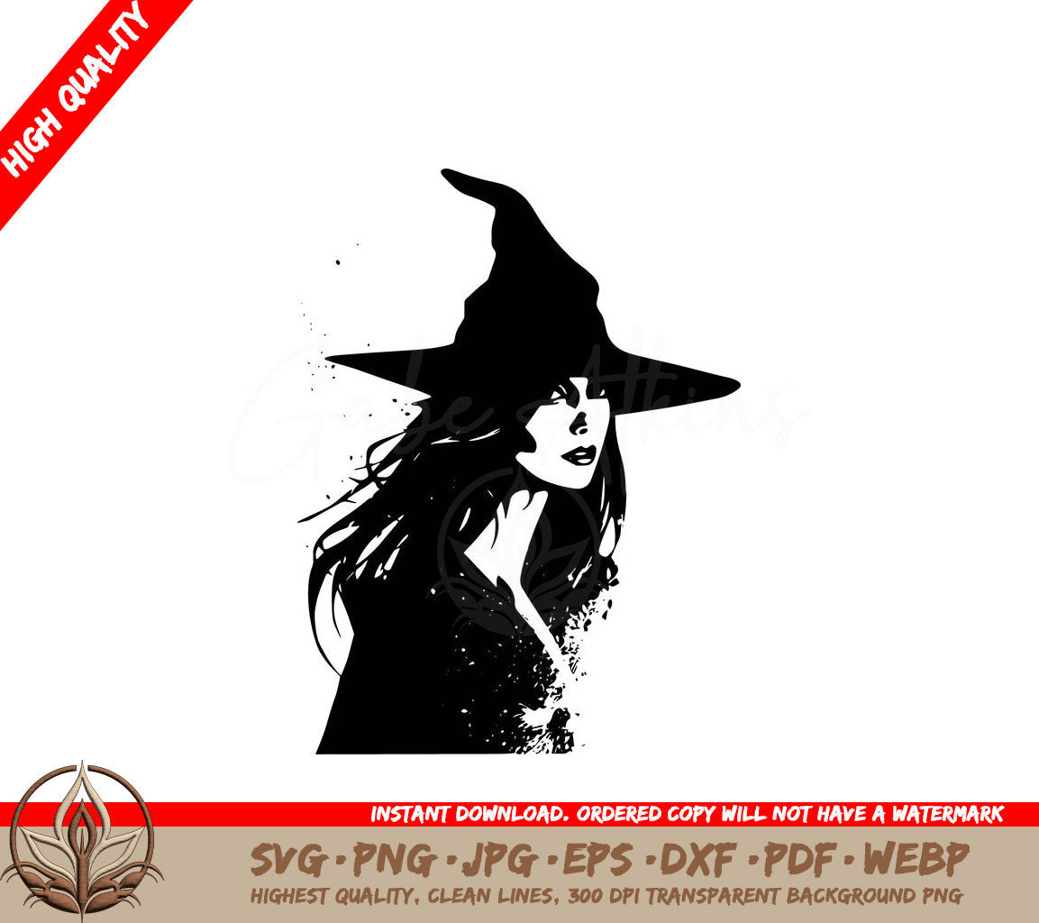 Witch in Motion Digital Design File (SVG, PNG, JPG, AI, PDF, DXF, EPS, WebP)