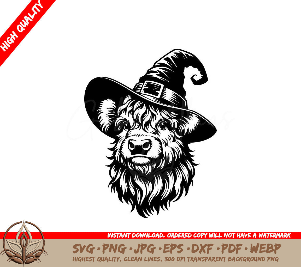 Witchy Cow Digital Design File (SVG, PNG, JPG, AI, PDF, DXF, EPS WebP)