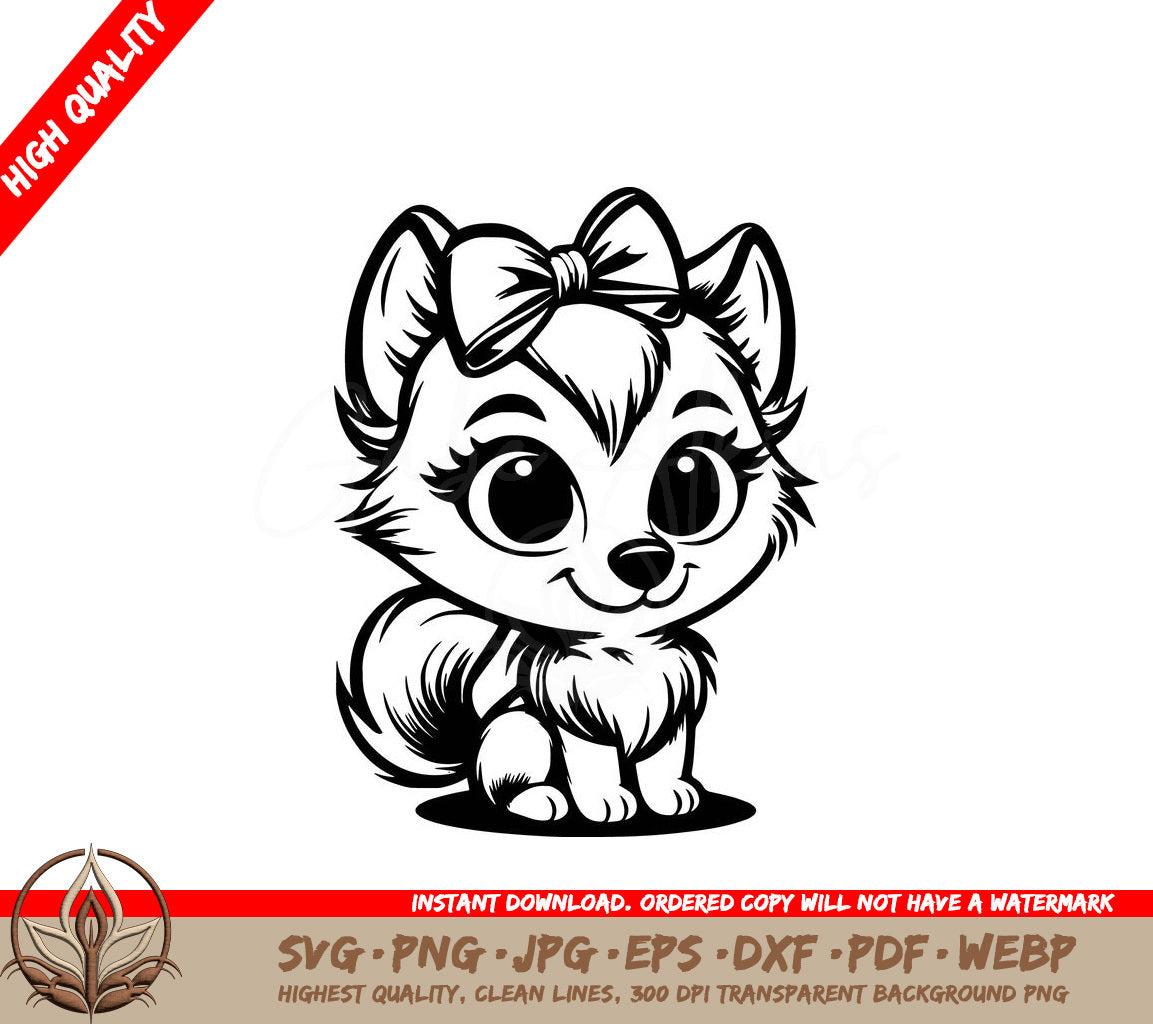 Wolf Bow Digital Design Files (SVG, PNG, JPG, AI, PDF, DXF, EPS, WebP)