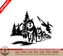 Wolf Caravan Digital Design Cut File in SVG, PNG, JPG, AI, PDF, DXF, EPS and WebP Formats