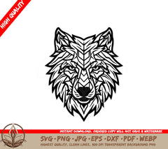 Wolf Geometric Digital Design File (SVG, PNG, JPG, AI, PDF, DXF, EPS, WebP)