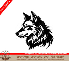 Wolf Portrait - Digital Download in Multiple File Formats (SVG, PNG, JPG, AI, PDF, DXF, EPS, WebP)