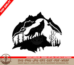 Wolf of the Mountains Digital Design File (SVG, PNG, JPG, AI, PDF, DXF, EPS, WebP)