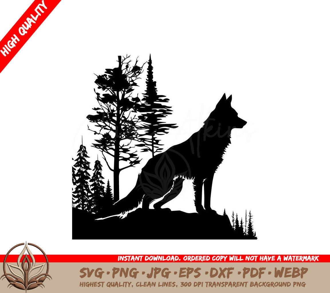 Wolf of the Wilderness Digital Design File (SVG, PNG, JPG, AI, PDF, DXF, EPS, WebP)