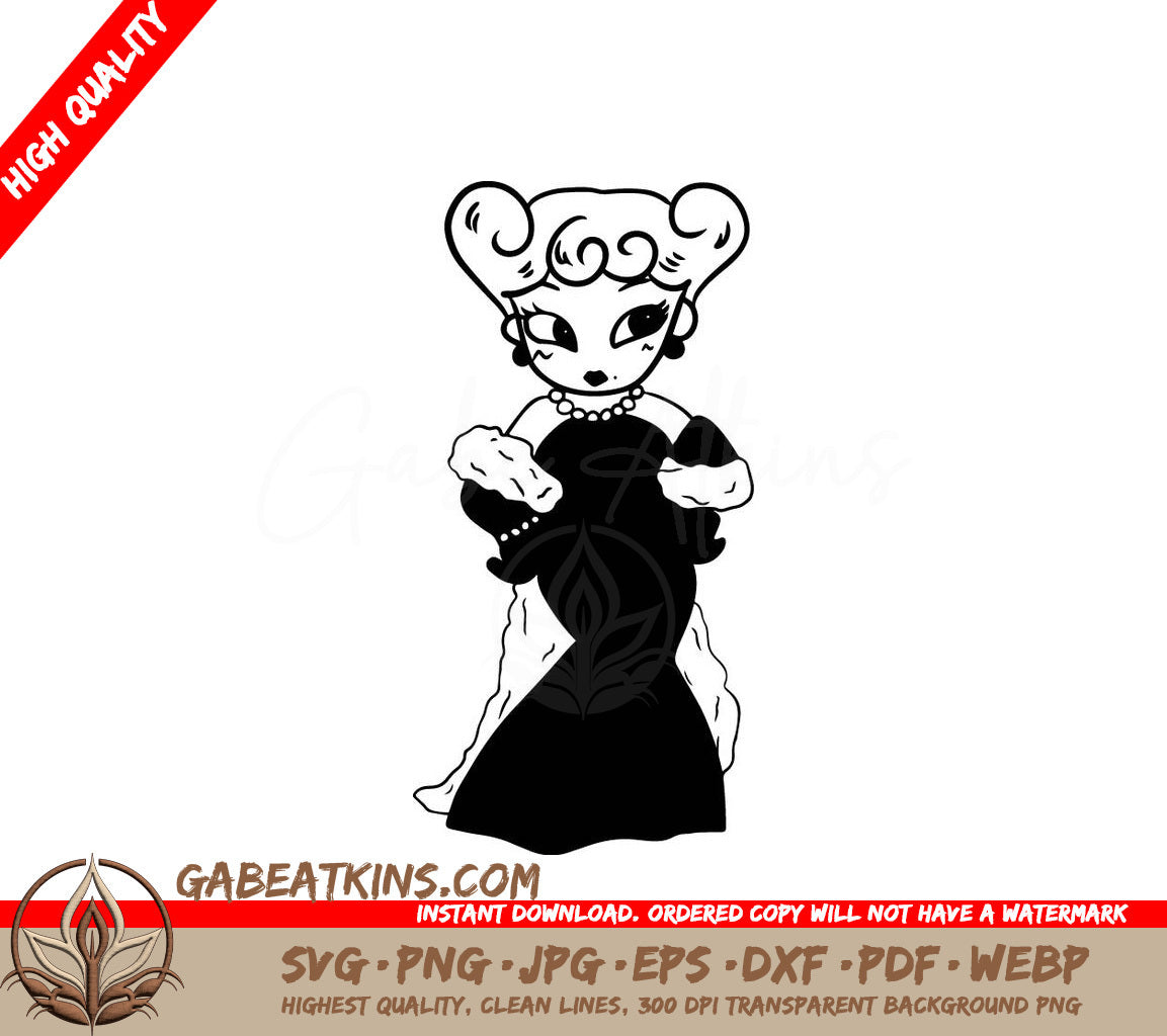 Sexy Anime Woman in Dress - Kawaii Chibi Manga SVG Clipart SVG