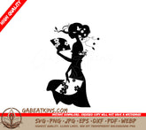 Elegant  Woman with Fan SVG Silhouette SVG