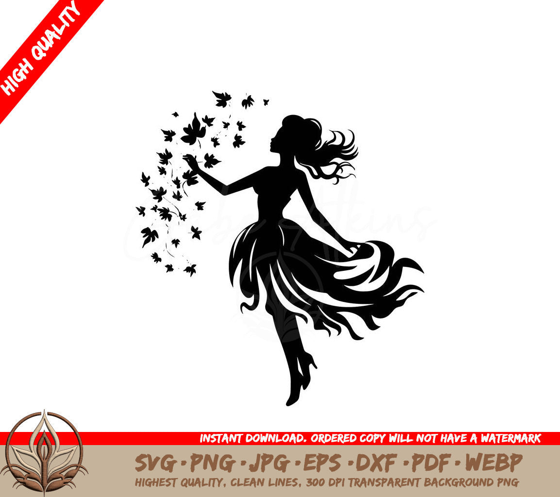 Woman Embracing Nature Digital Design in Multiple File Formats