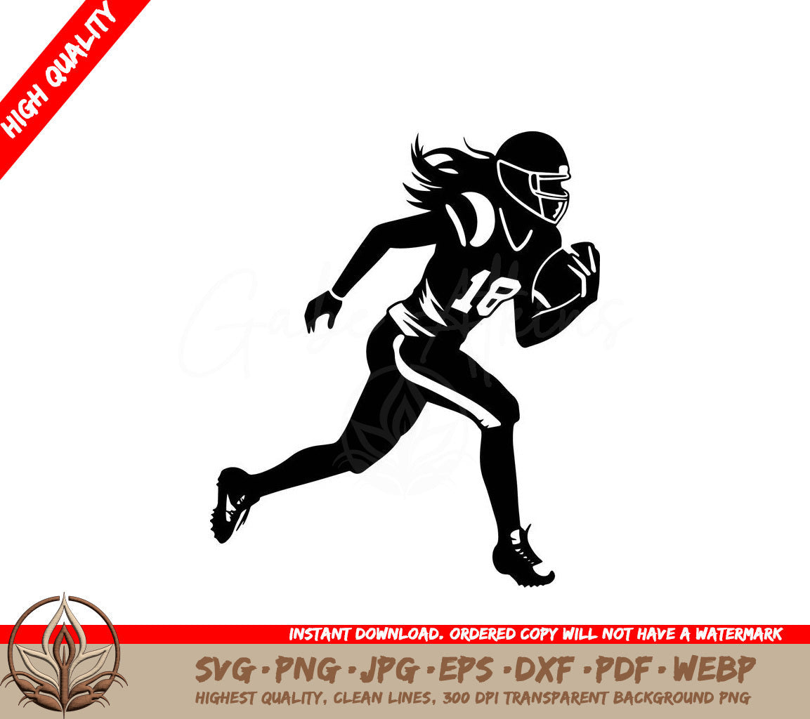 Woman Football Player Digital Design in Multiple File Formats (SVG, PNG, JPG, AI, PDF, DXF, EPS, WebP)