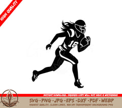 Woman Football Player Digital Design in Multiple File Formats (SVG, PNG, JPG, AI, PDF, DXF, EPS, WebP)