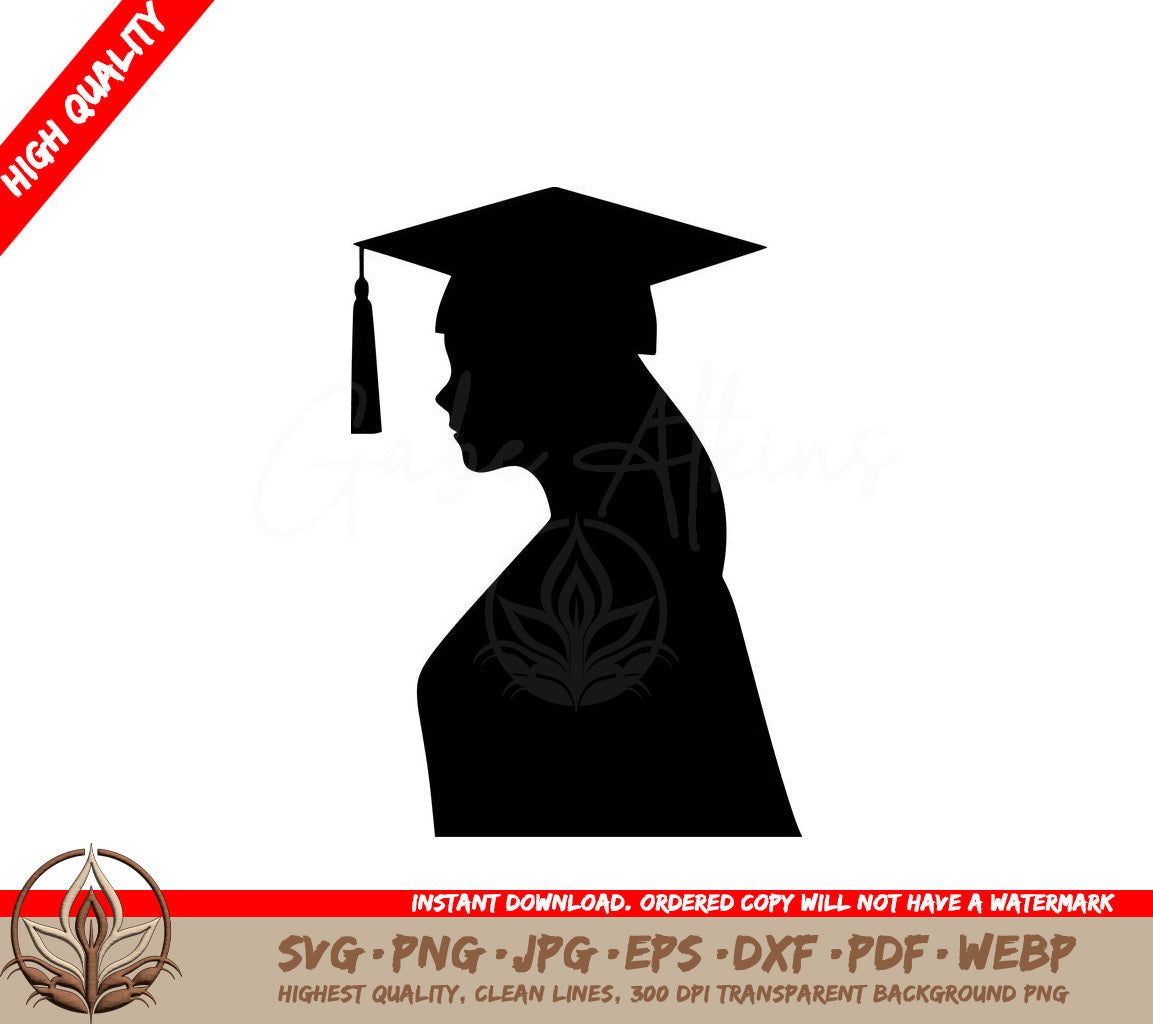 Woman Graduating Digital Design in SVG, PNG, JPG, AI, PDF, DXF, EPS WebP Formats