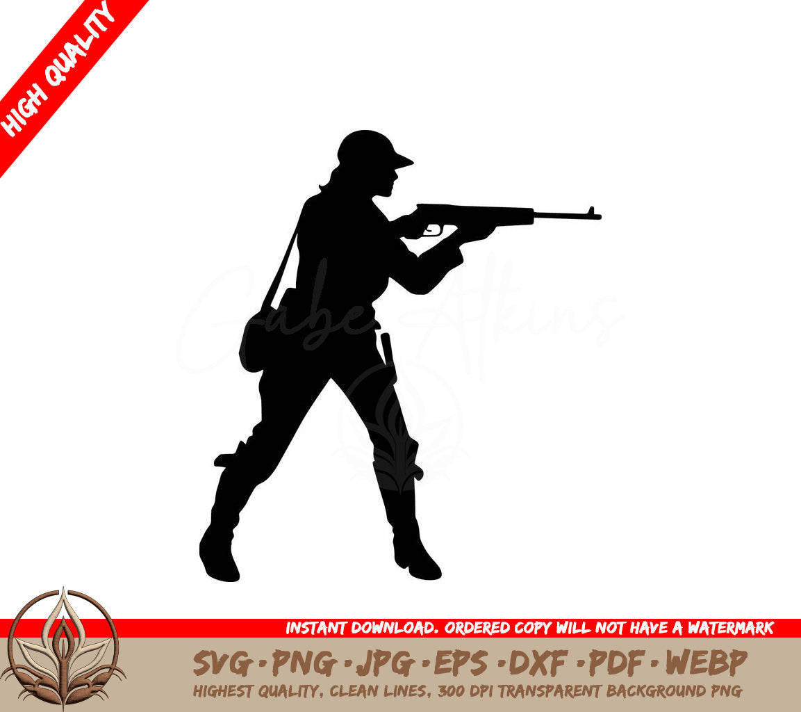 Woman Hunting Digital Design File in Multiple Formats