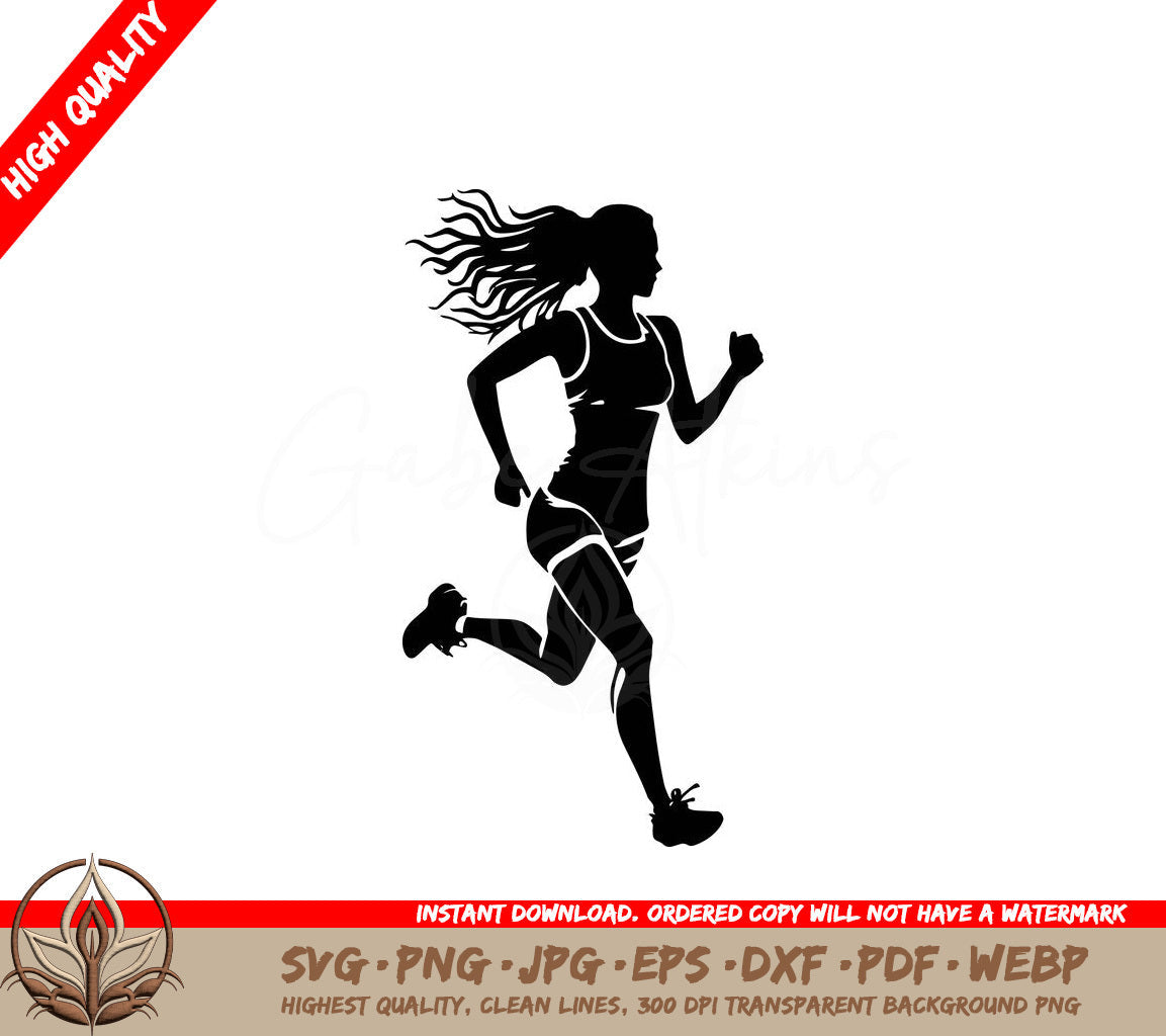 Woman Jogging Digital Design in Multiple File Formats (SVG, PNG, JPG, AI, PDF, DXF, EPS, WebP)