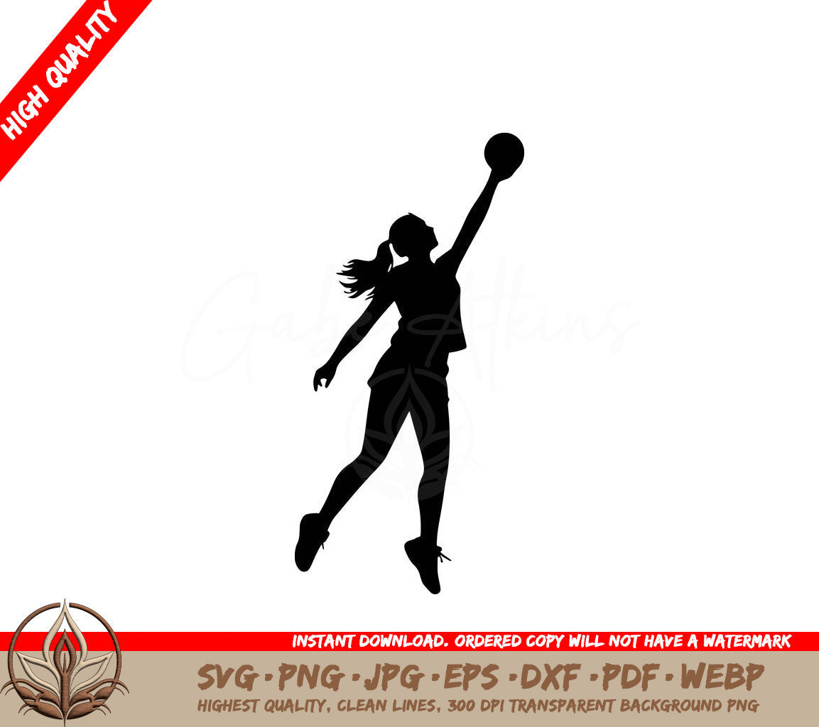 Woman Playing Volleyball Digital Design in Multiple File Formats