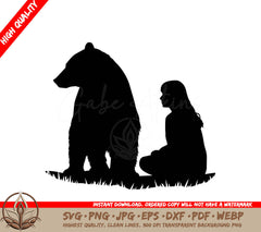 Woman and Bear Digital Design File (SVG, PNG, JPG, AI, PDF, DXF, EPS, WebP)