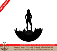Woman on Mountain Peak: Multi-Format Digital Design File