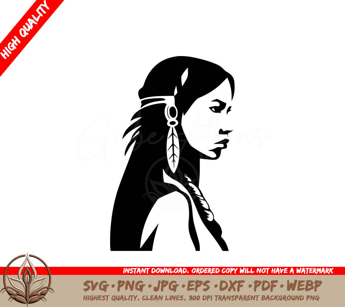 A Woman With Feathers In Her Hair SVG - Woman with Feather Earrings SVG