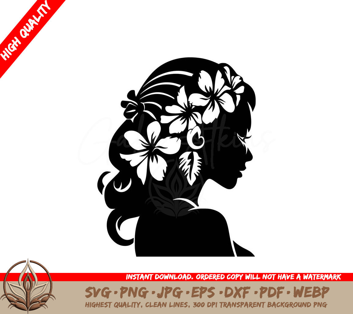 Woman with Floral Crown Digital Design File in Multiple Formats