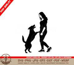 Woman with Playful Dog: Digital Design in Multiple File Formats