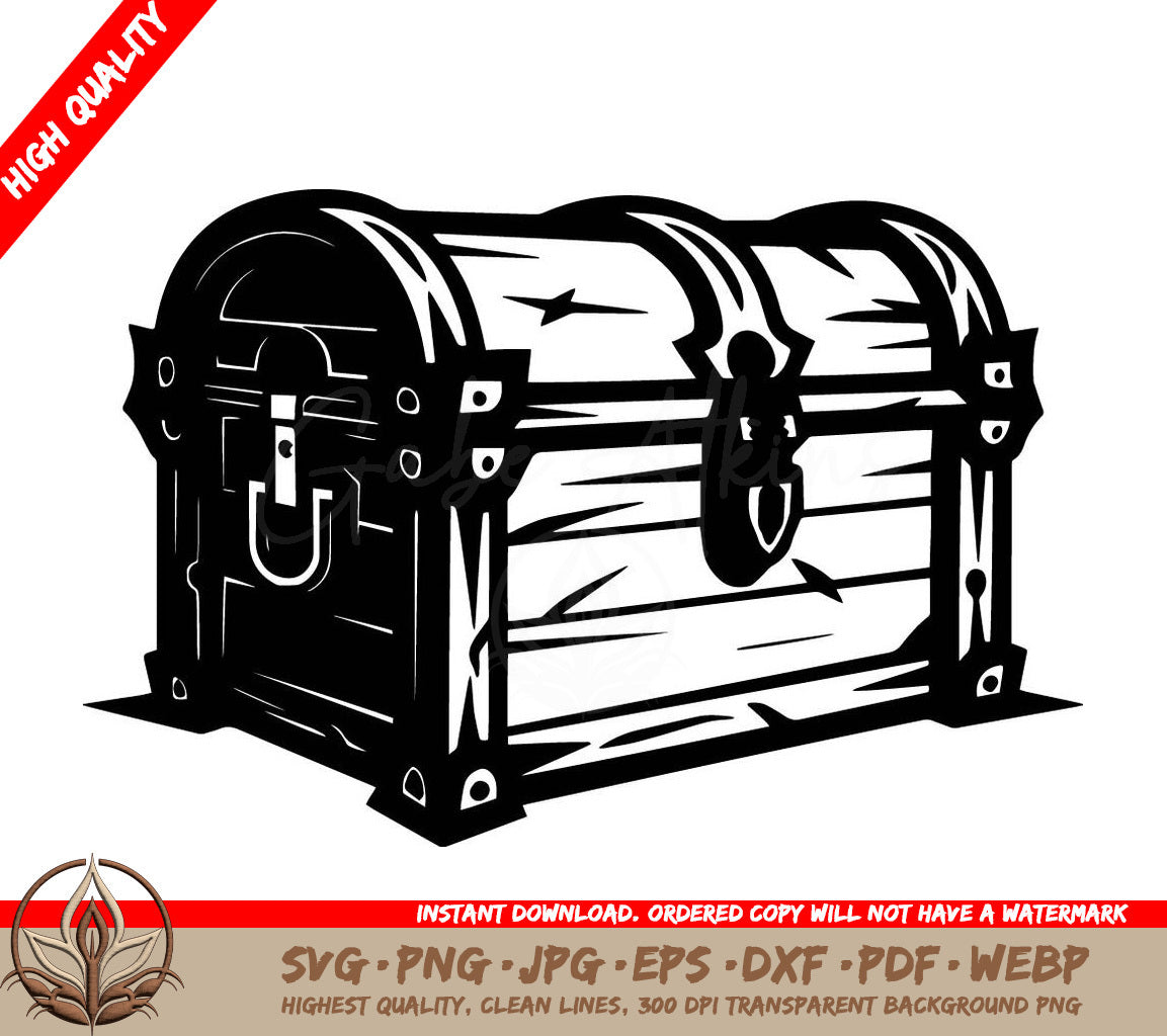 Wooden Treasure Chest Digital Design Cut File - SVG, PNG, JPG, AI, PDF, DXF, EPS and WebP Formats