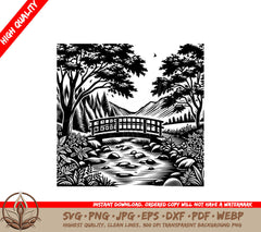 Woodland Waterway Haven SVG PNG JPG AI PDF DXF EPS WebP - Digital Download