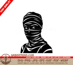 A Black And White Drawing Of A Person With A Bandage On Their Face