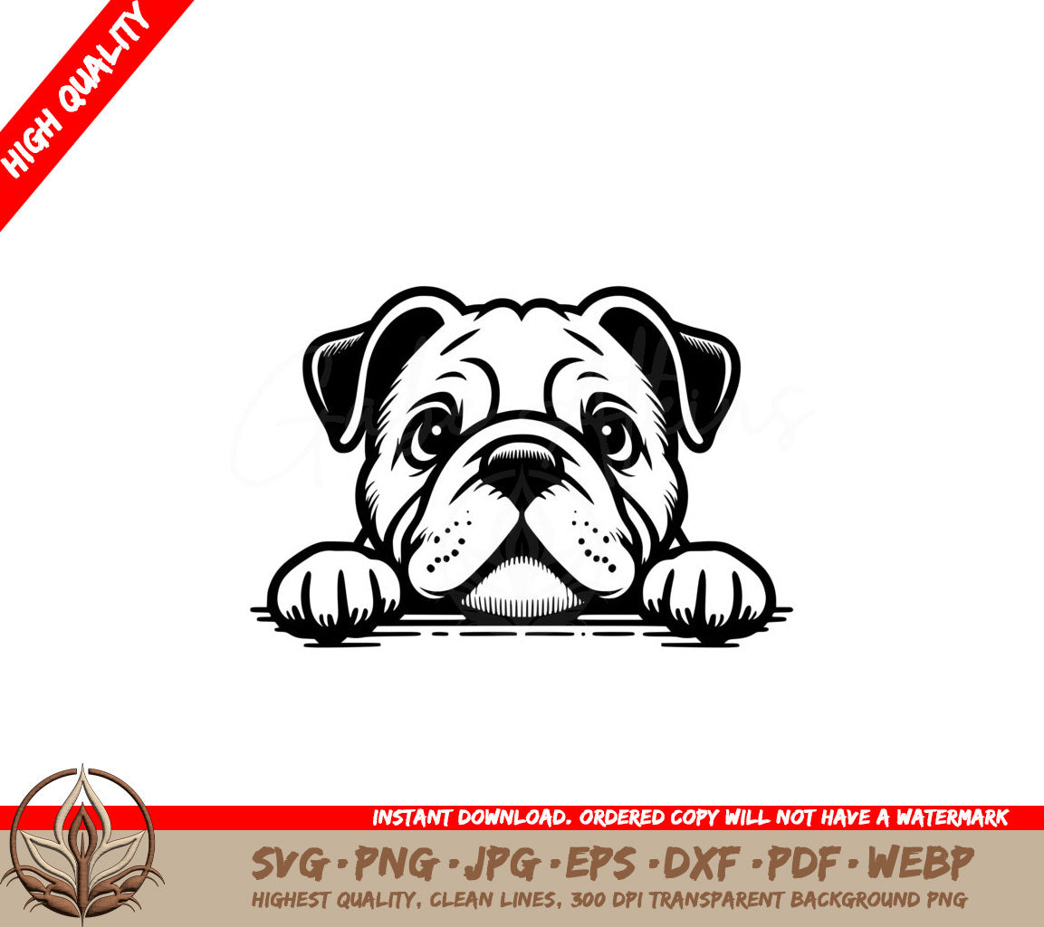 Wrinkled Bulldog Watcher SVG Cut File