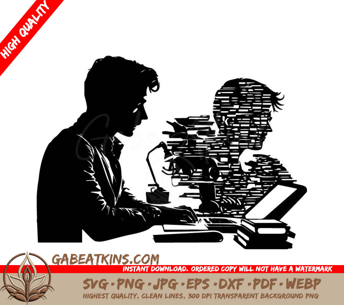 A Man Typing On A Laptop SVG - Writer SVG