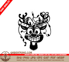 A Reindeer With Christmas Lights On Its Antlers SVG - Xmas Reindeer Uh-oh SVG