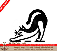 A Cat Stretching Its Legs SVG - Yawning Cat Stretch SVG