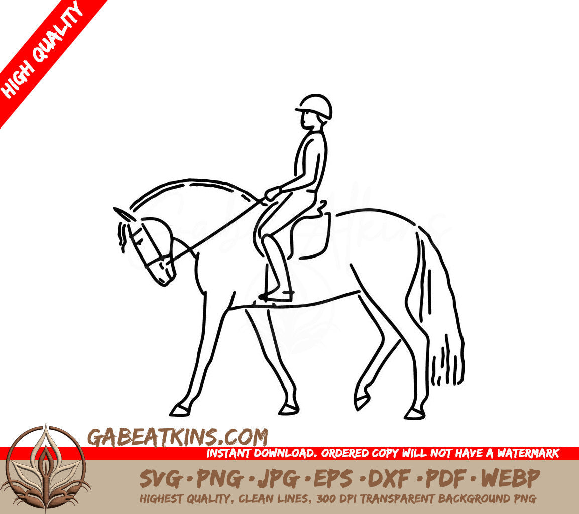 A Person Riding A Horse SVG - Young man riding a horse Vector Illustration with doodle style SVG