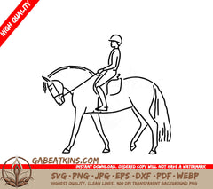 A Person Riding A Horse SVG - Young man riding a horse Vector Illustration with doodle style SVG