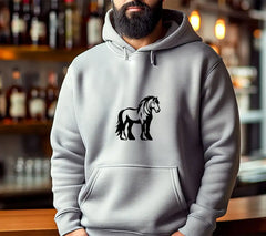 A Black And White Drawing Of A Horse On A White Background