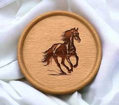 A Black And White Drawing Of A Horse Running In The Grass