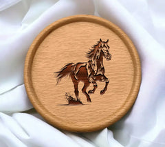 A Black And White Drawing Of A Horse Running In The Wild