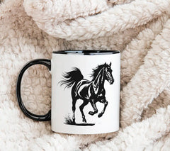 A Black And White Drawing Of A Horse With A Black And White Background