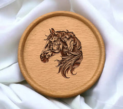 A Black And White Drawing Of A Horse With A Black And White Pattern