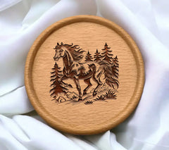 A Black And White Drawing Of A Horse With A Black Mane