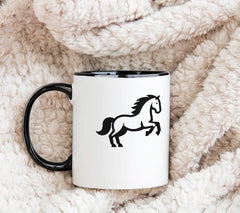 A Black And White Drawing Of A Horse With A Horse On It