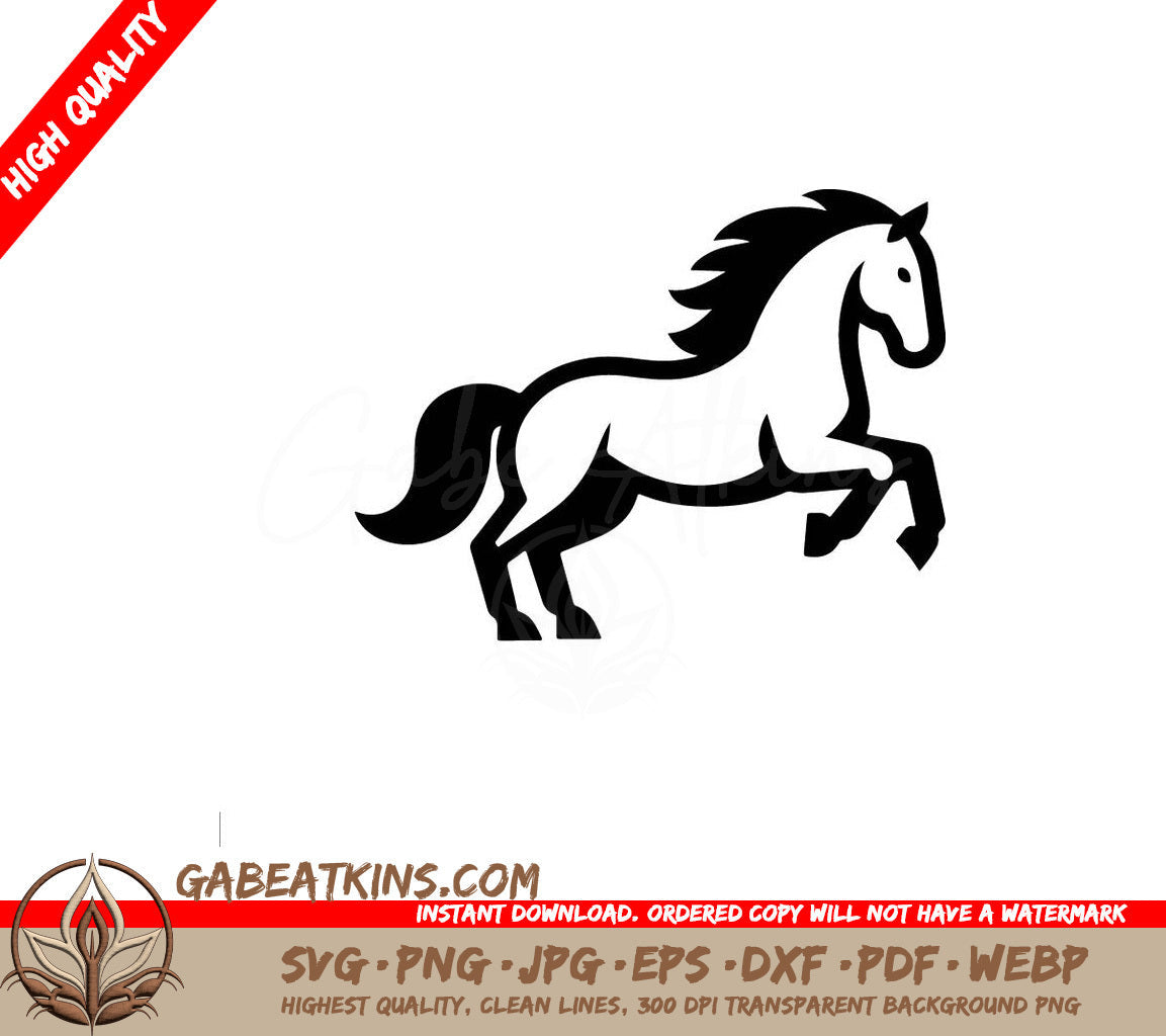 A Horse On Its Hind Legs SVG - a black and white drawing of a horse with a horse on it SVG