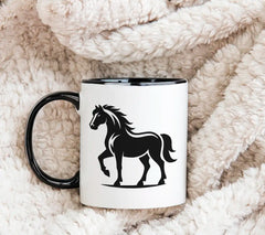 A Black And White Drawing Of A Horse With A Long Tail