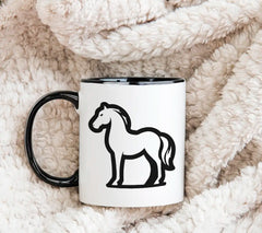 A Black And White Drawing Of A Horse With A White Mane