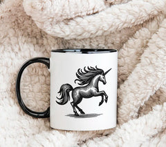 A Black And White Drawing Of A Unicorn With A Black And White Drawing