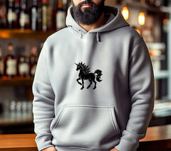 A Black And White Drawing Of A Unicorn With A Black Mane And Tail